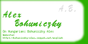 alex bohuniczky business card